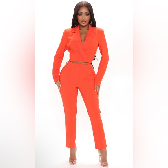 NWT Orange Blazer Pant Set - Picture 3 of 7